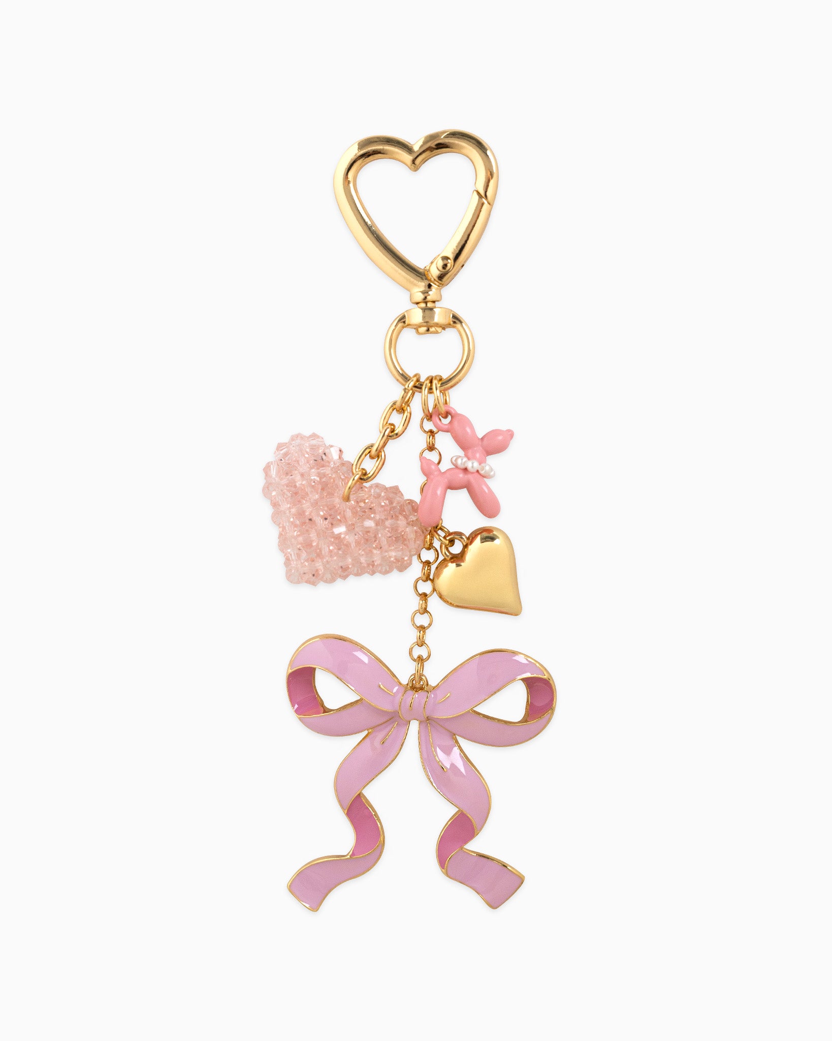 Sweet Bow with Beaded Heart Bag Charm